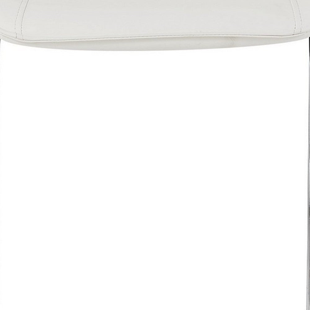 Set of Four 26" White And Silver Metal Low Back Bar Height Bar Chairs