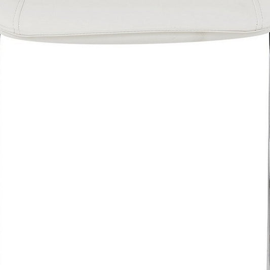 Set of Four 26" White And Silver Metal Low Back Bar Height Bar Chairs