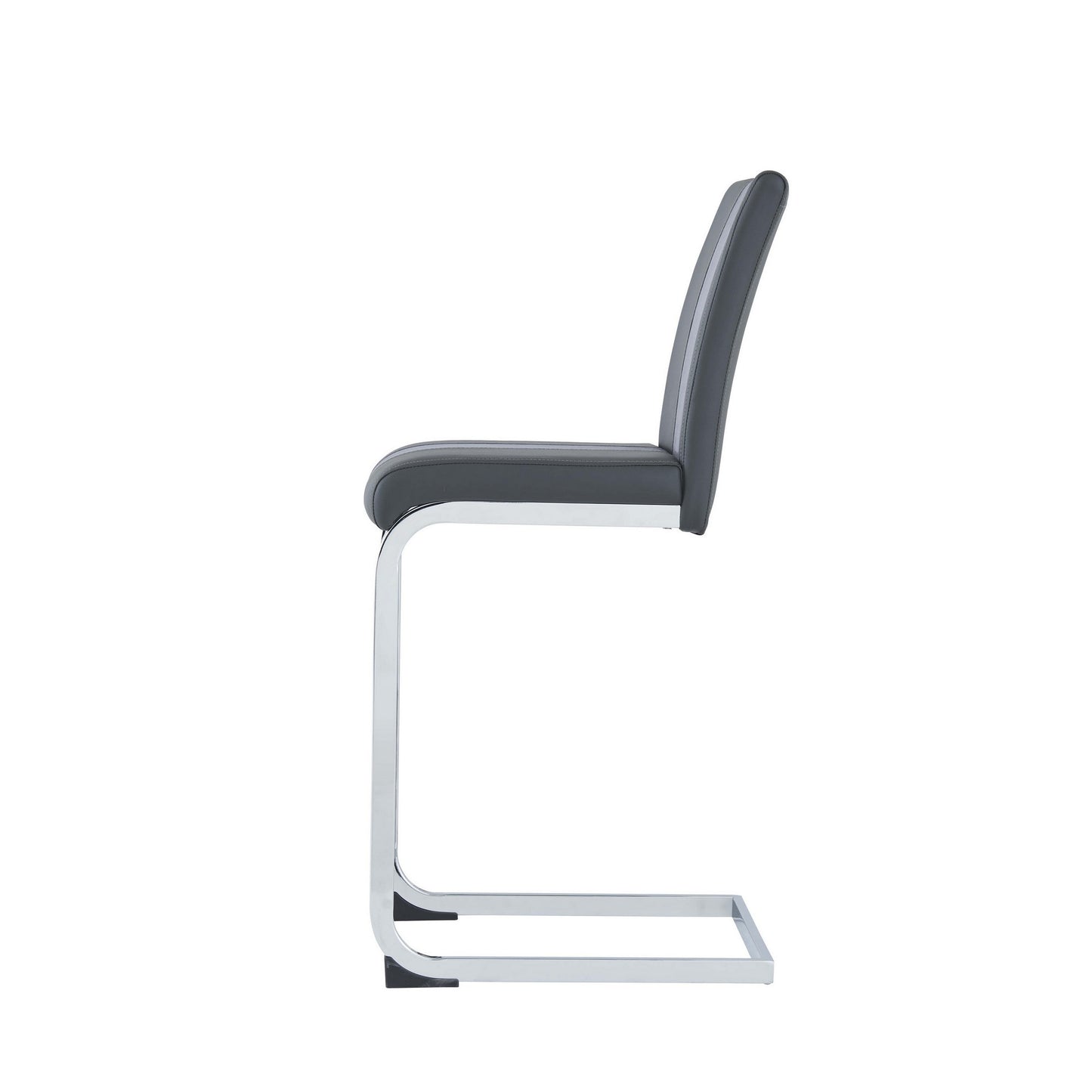 Set of Four 26" Gray And Silver Metal Low Back Counter Height Bar Chairs