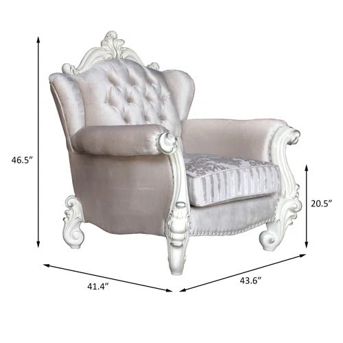 44" X 41" X 46" Ivory Wood Chair 2 Pillows