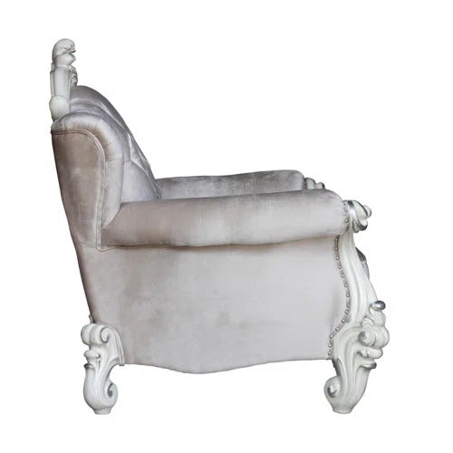 44" X 41" X 46" Ivory Wood Chair 2 Pillows