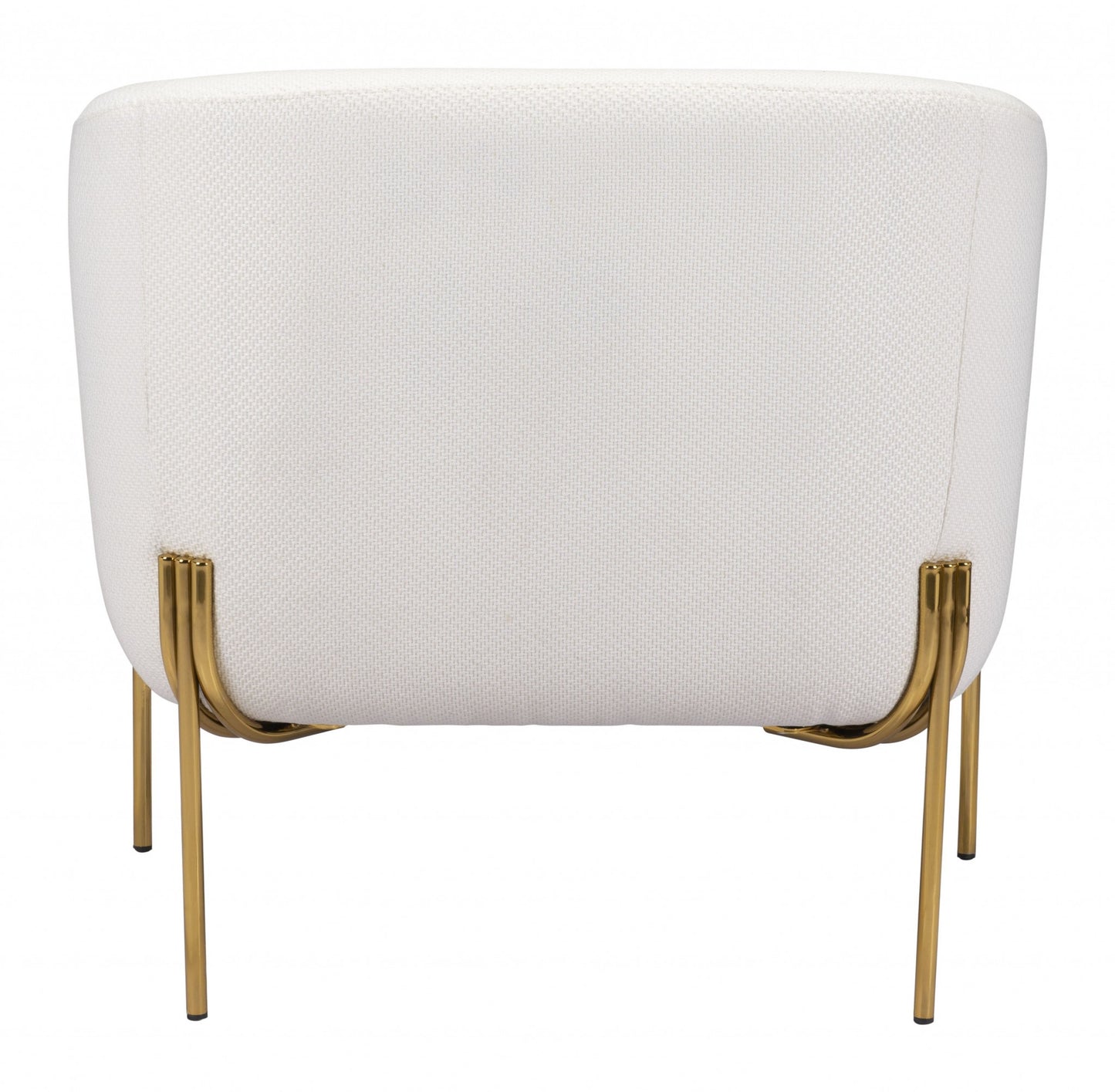 31" Ivory and Gold Textural Upholstered Accent Armchair