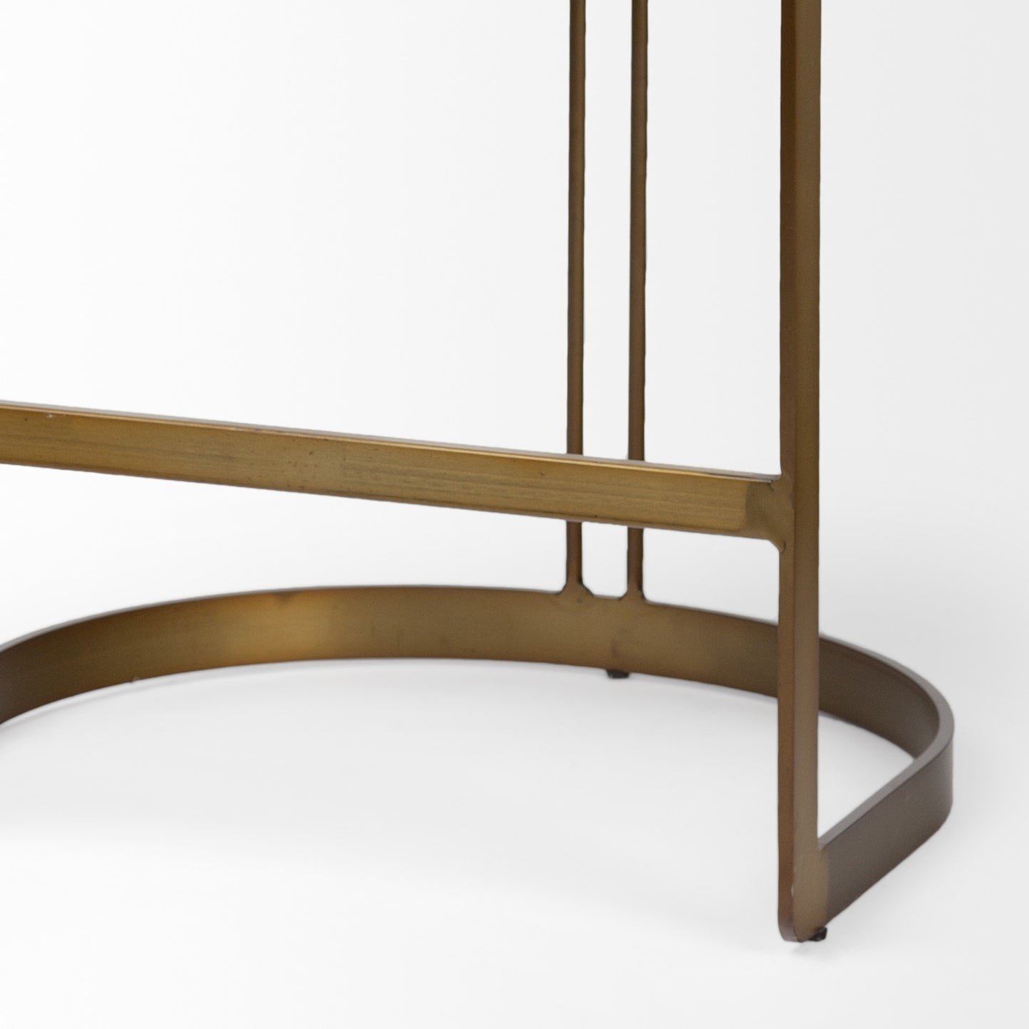29" Brown Leather And Steel Low back Bar Chair