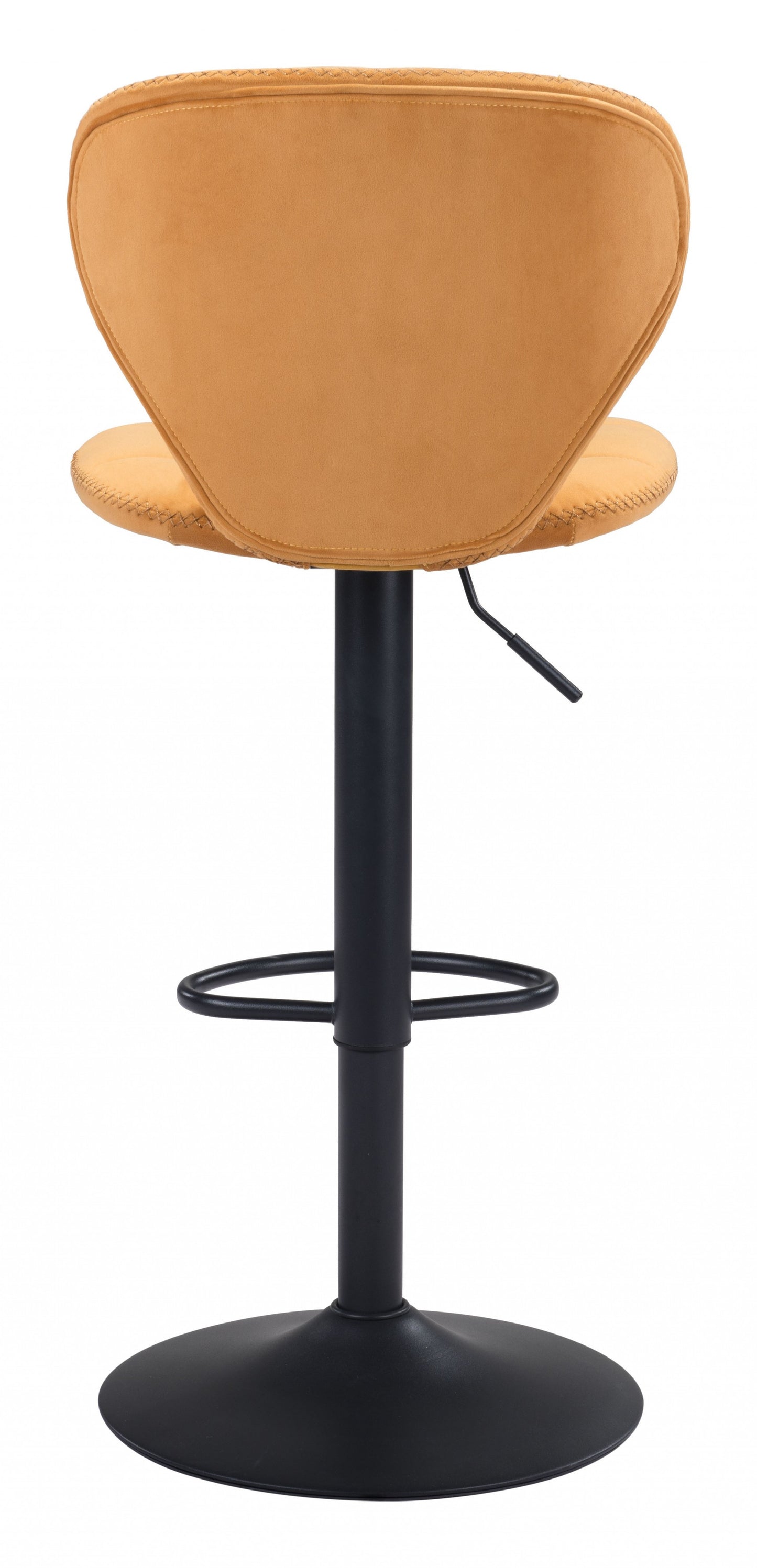 24" Yellow And Black Steel Swivel Low Back Counter Height Bar Chair