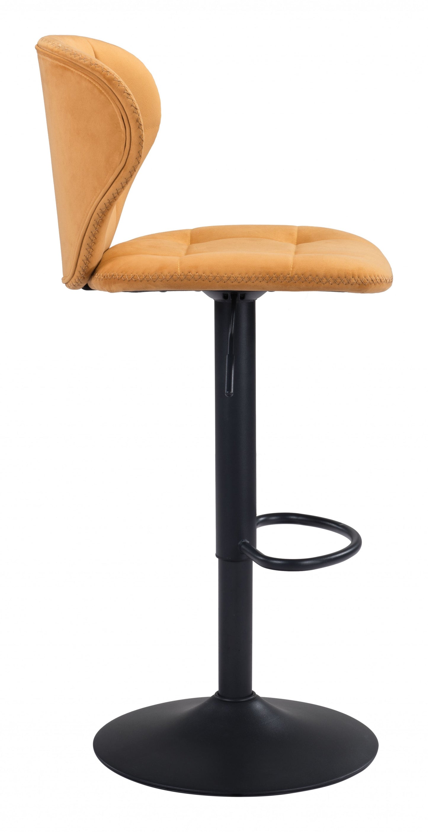 24" Yellow And Black Steel Swivel Low Back Counter Height Bar Chair