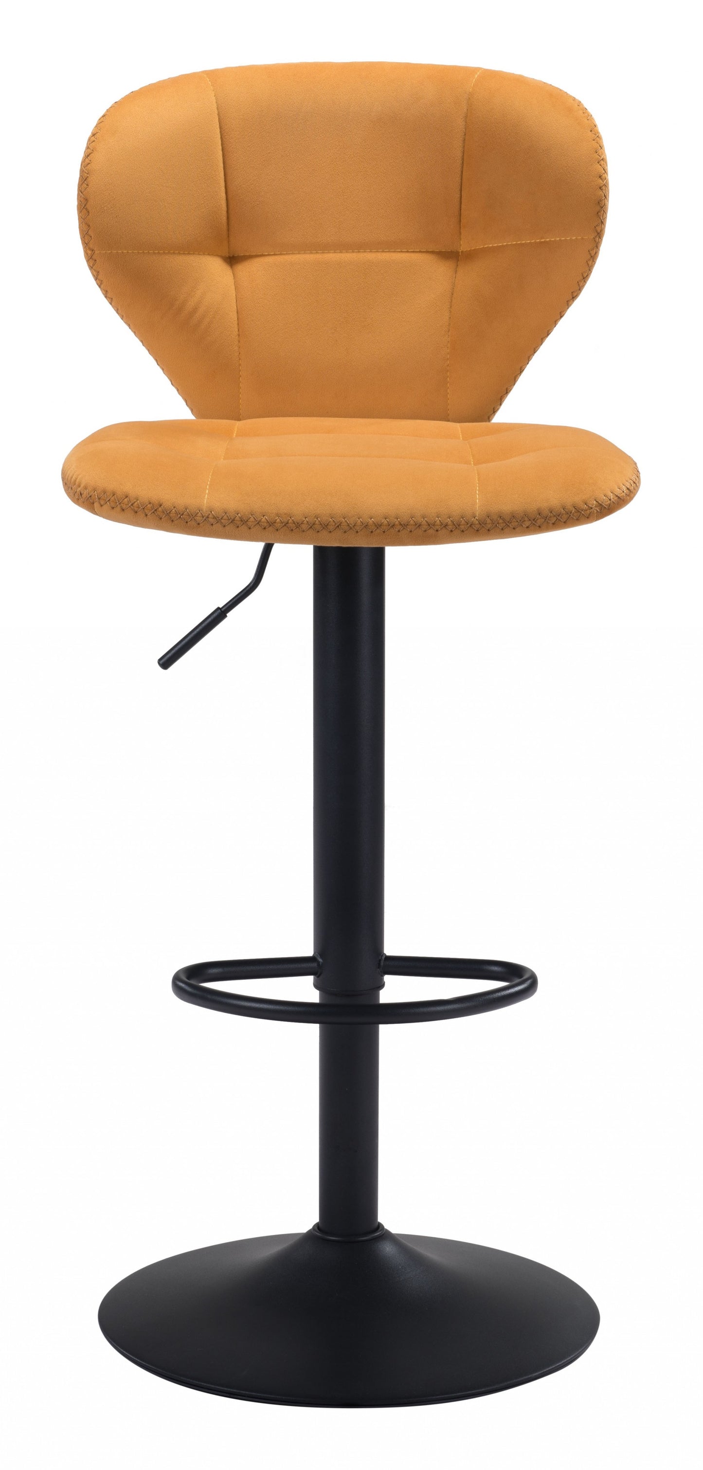 24" Yellow And Black Steel Swivel Low Back Counter Height Bar Chair
