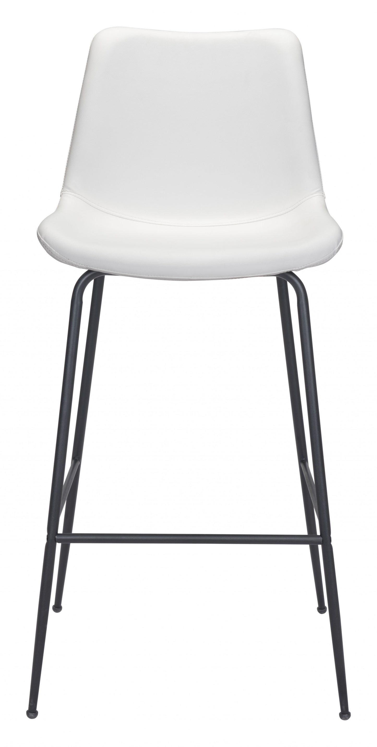 31" White And Black Steel Low Back Bar Height Bar Chair