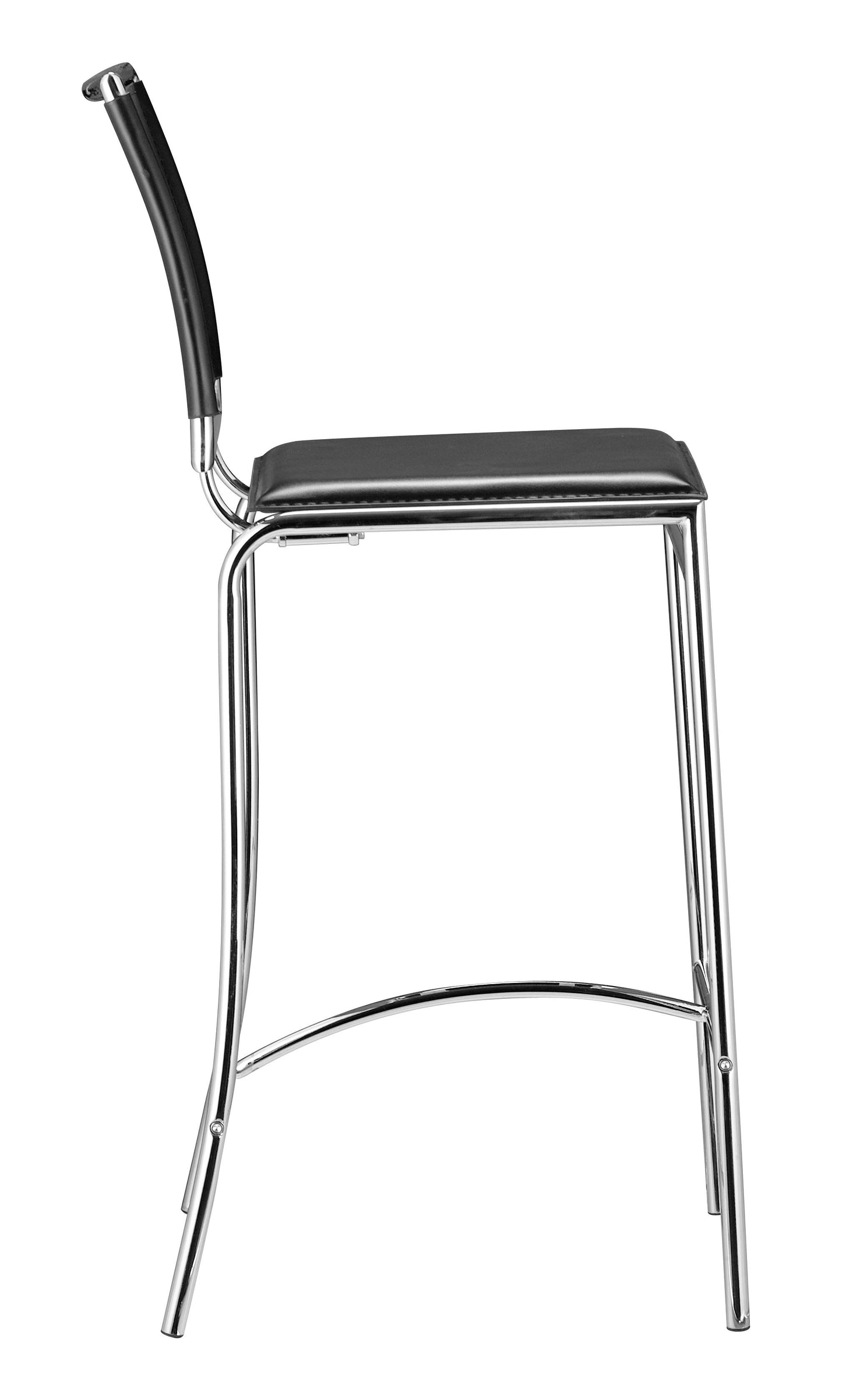 Set of Two 29" Black And Silver Steel Low Back Bar Height Bar Chairs