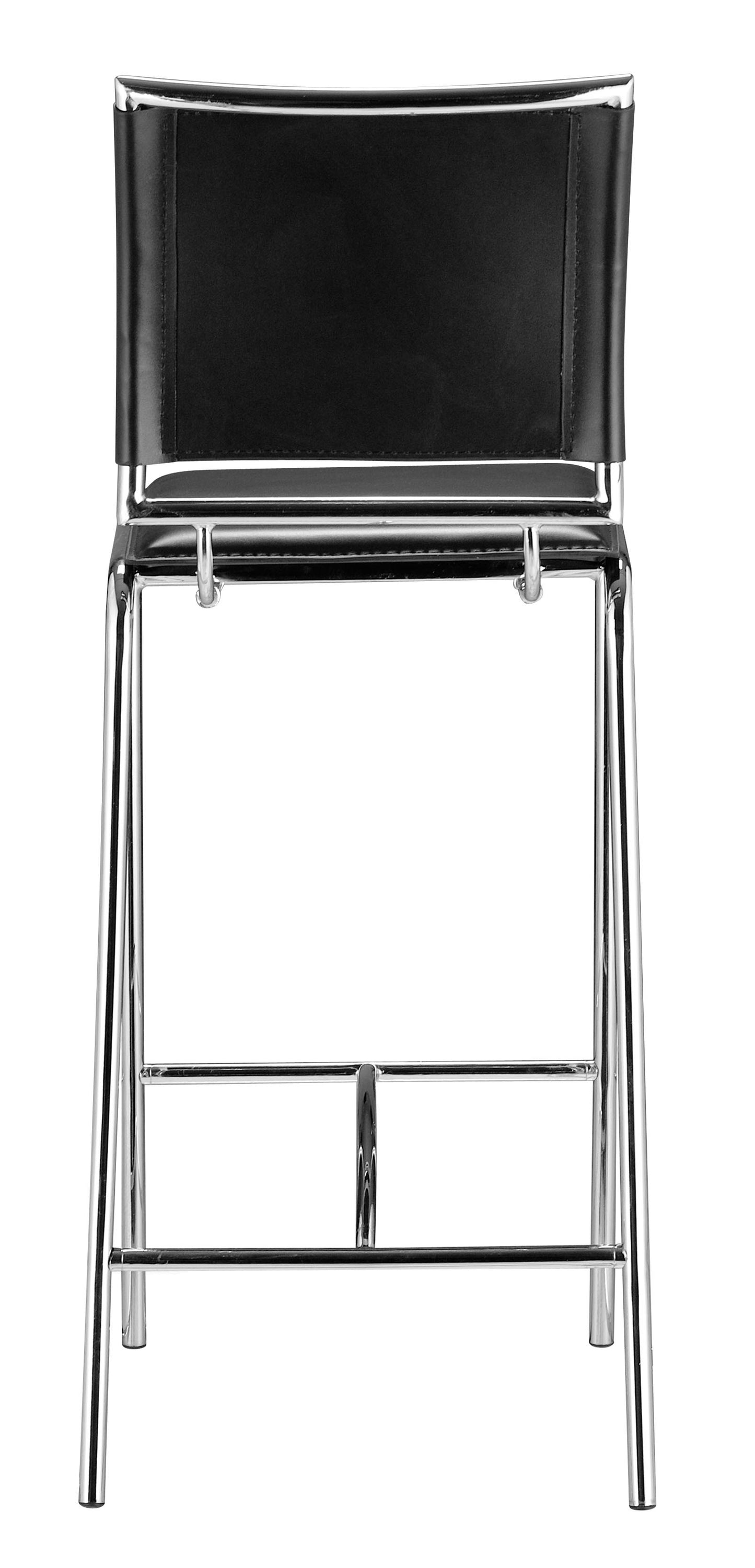 Set of Two 29" Black And Silver Steel Low Back Bar Height Bar Chairs