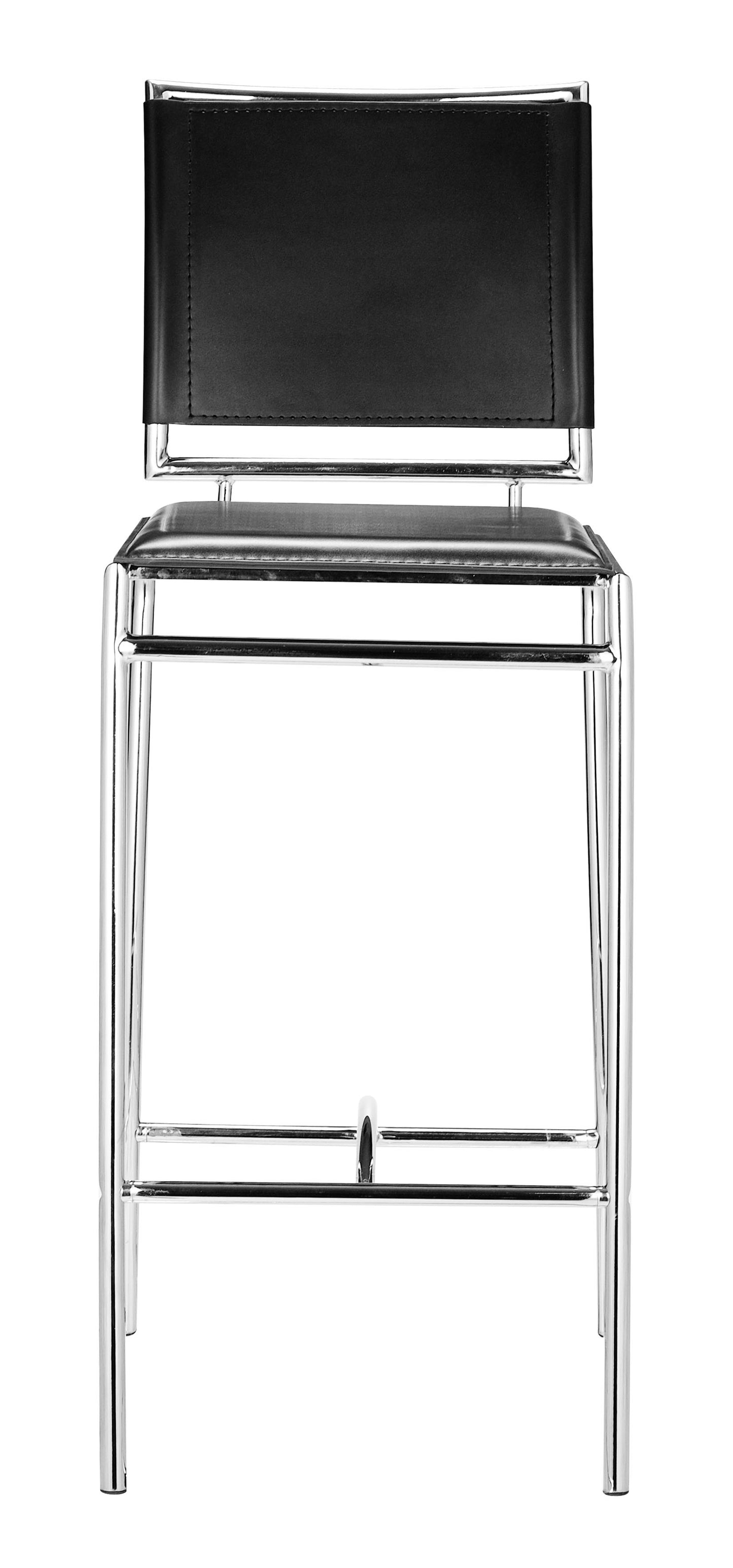 Set of Two 29" Black And Silver Steel Low Back Bar Height Bar Chairs
