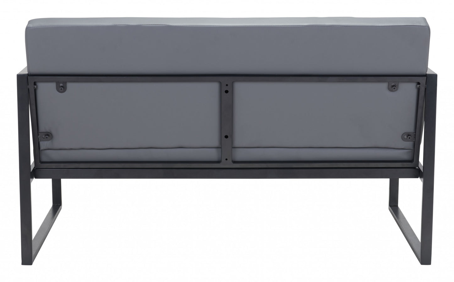 45" Gray And Black Faux Leather Sofa