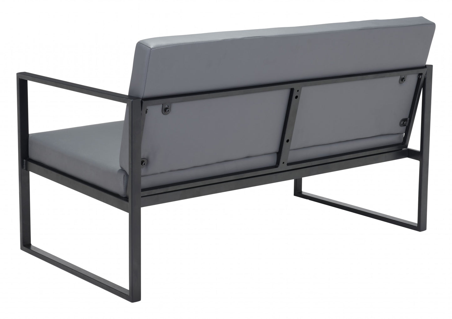 45" Gray And Black Faux Leather Sofa