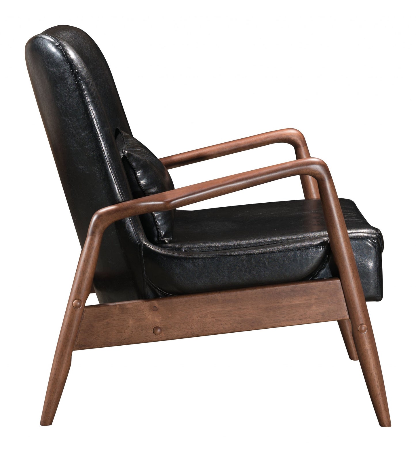 30" Black And Brown Faux Leather Tufted Arm Chair With Ottoman