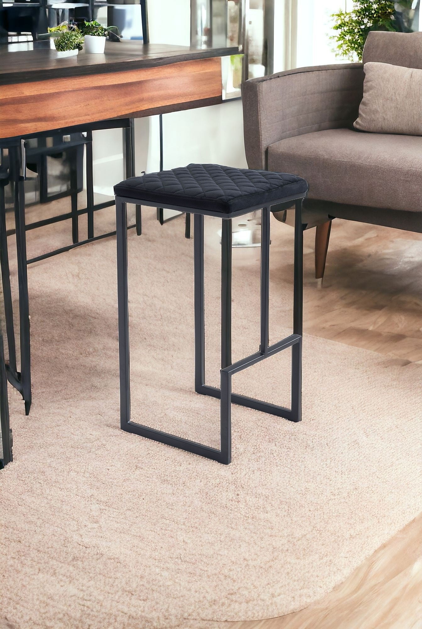 30" Black Steel Backless Bar Height Bar Chair