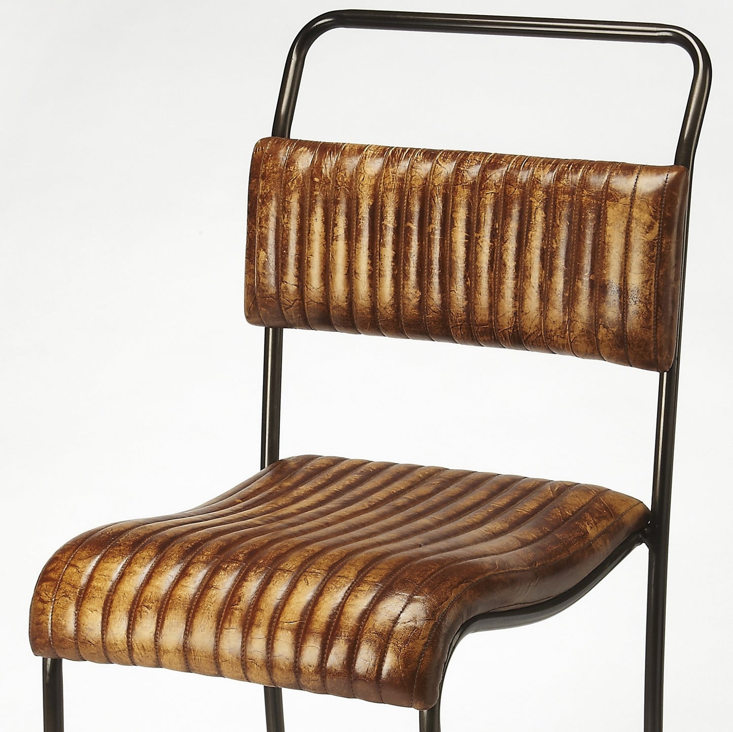 31" Brown And Black Iron Bar Chair