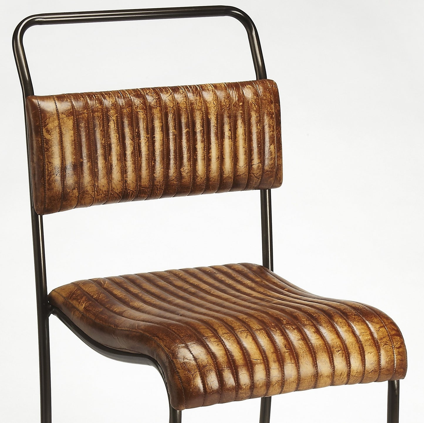 31" Brown And Black Iron Bar Chair