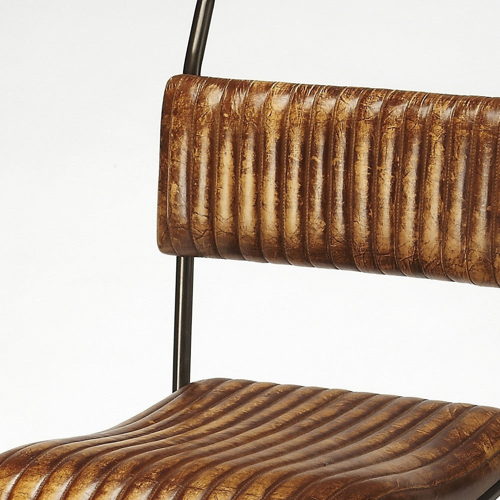 31" Brown And Black Iron Bar Chair
