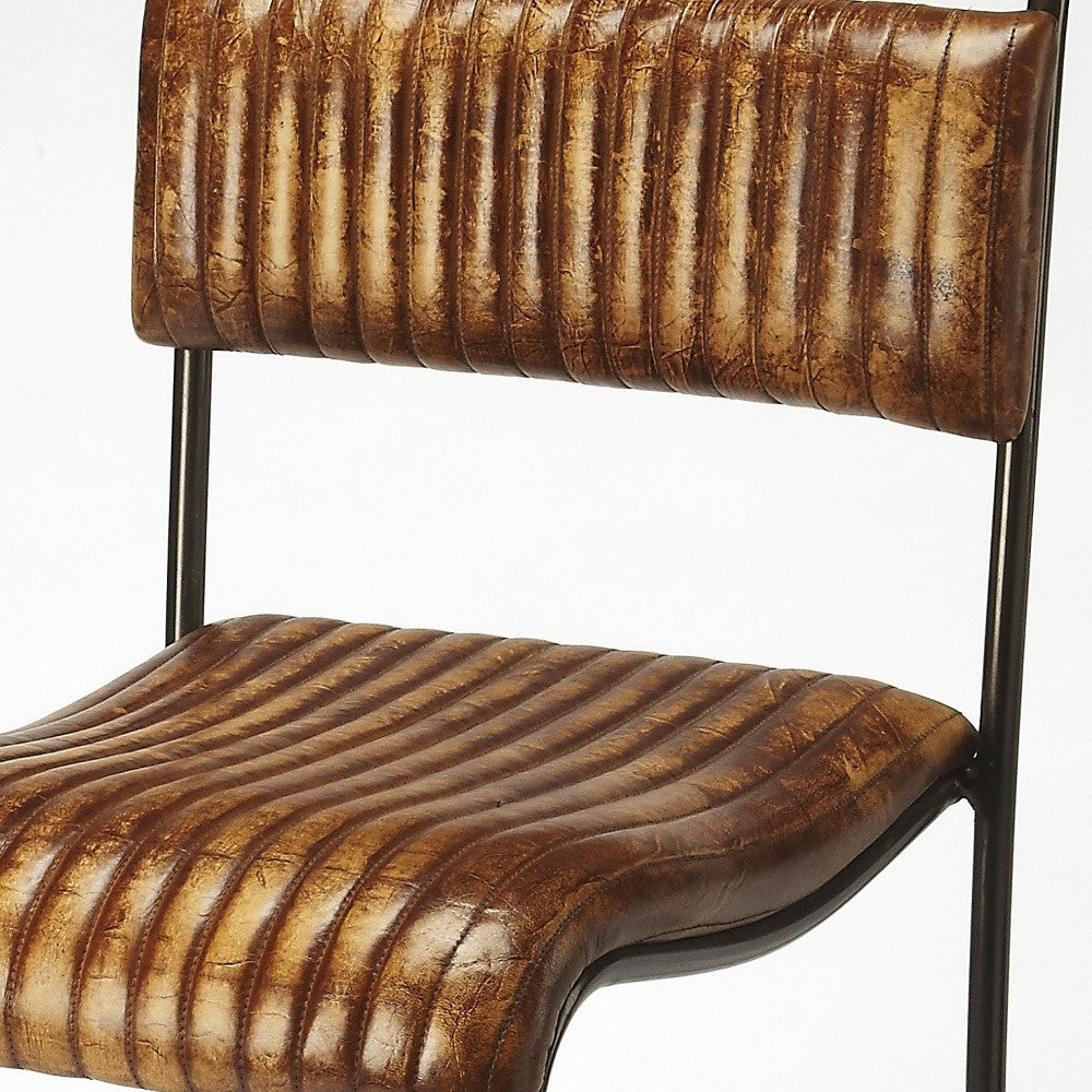 31" Brown And Black Iron Bar Chair