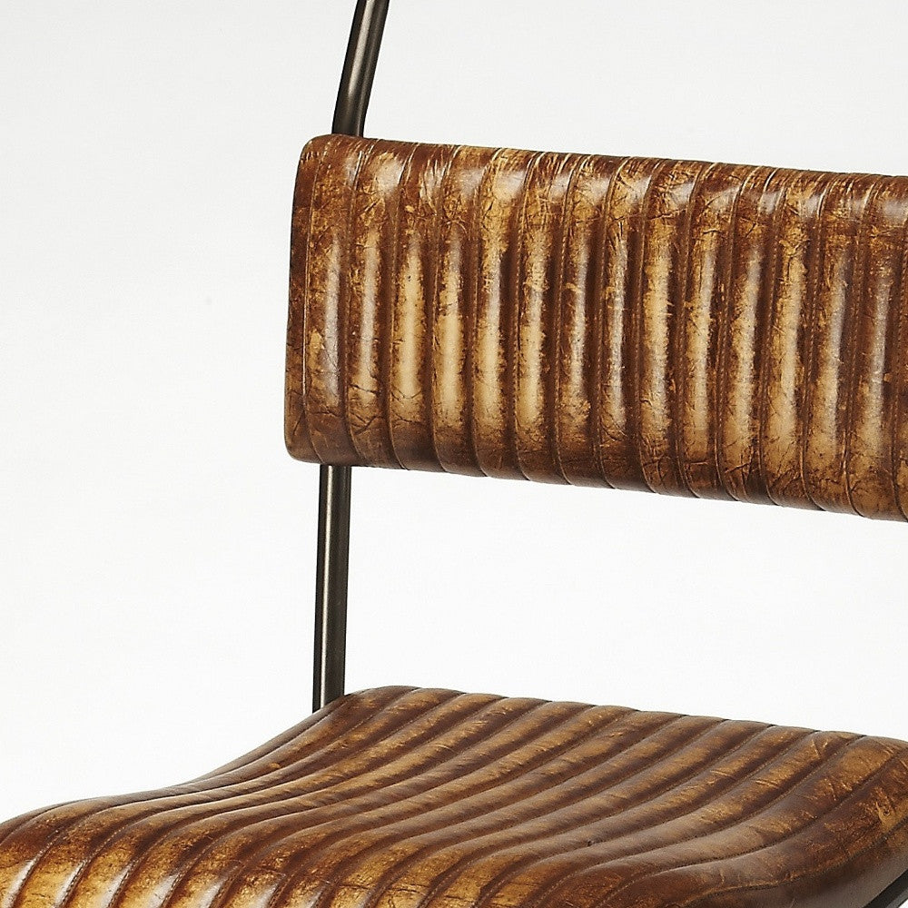 31" Brown And Black Iron Bar Chair