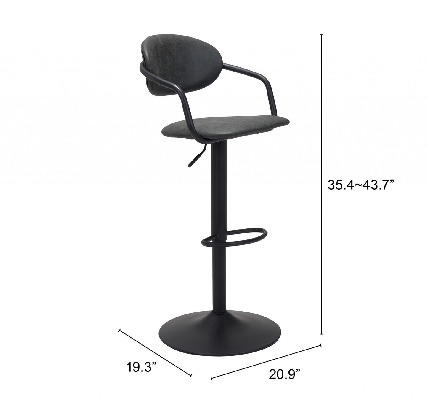 24" Black Steel Swivel Low Back Counter Height Bar Chair