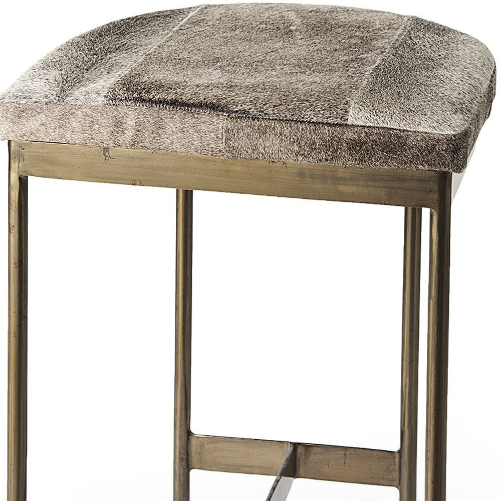 29" Gray Iron Backless Bar Chair
