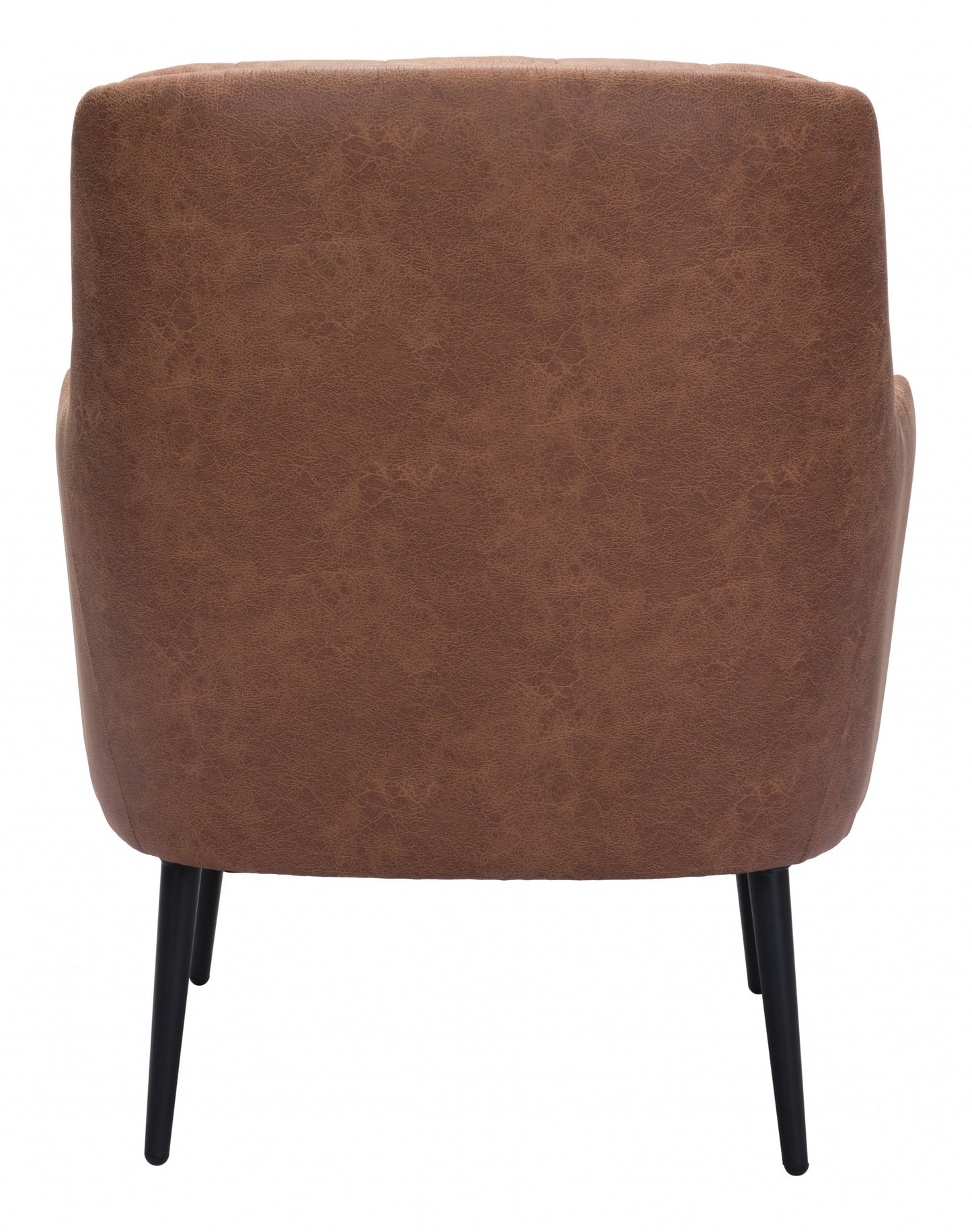 29" Brown Faux Leather And Gold Tufted Arm Chair