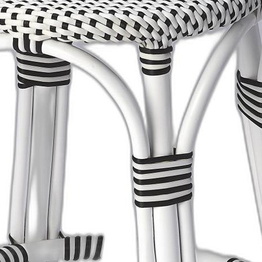 24" White Rattan Backless Bar Chair