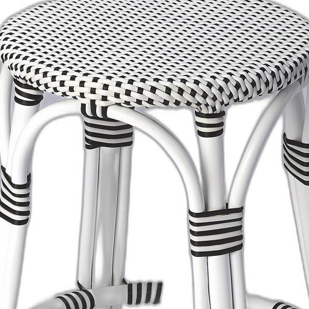 24" White Rattan Backless Bar Chair