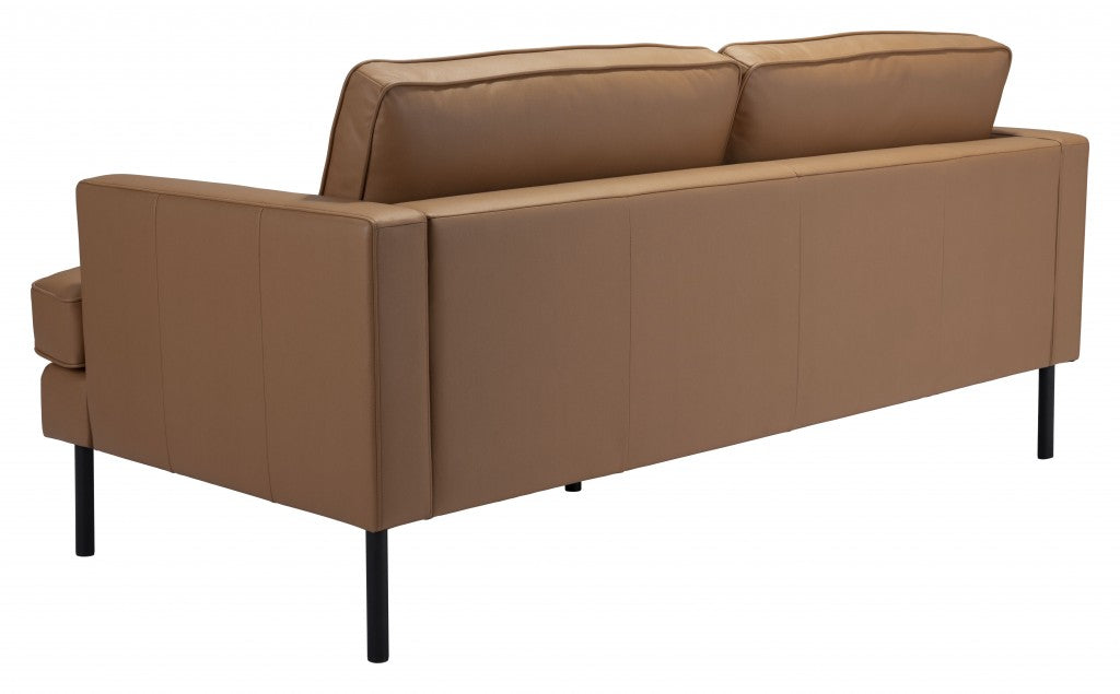 72" Brown And Black Polyester Sofa