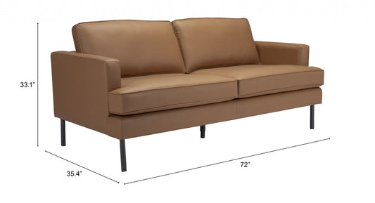 72" Brown And Black Polyester Sofa
