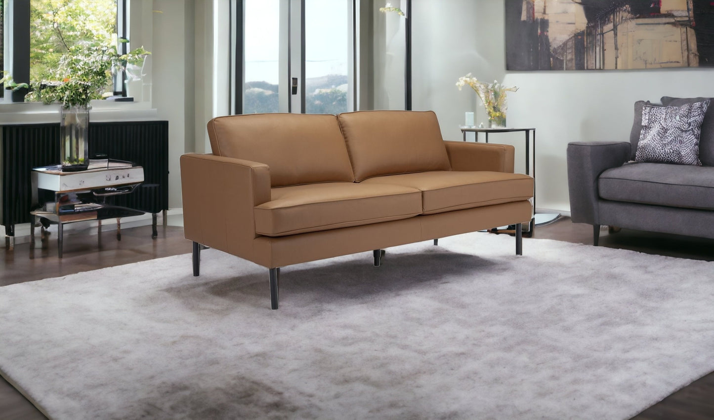 72" Brown And Black Polyester Sofa