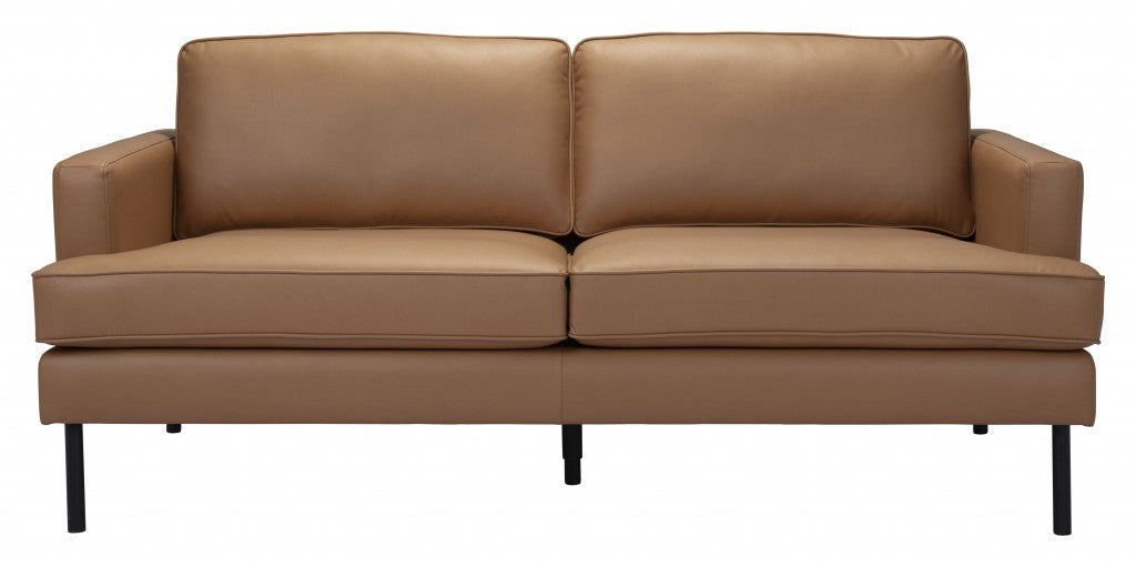 72" Brown And Black Polyester Sofa