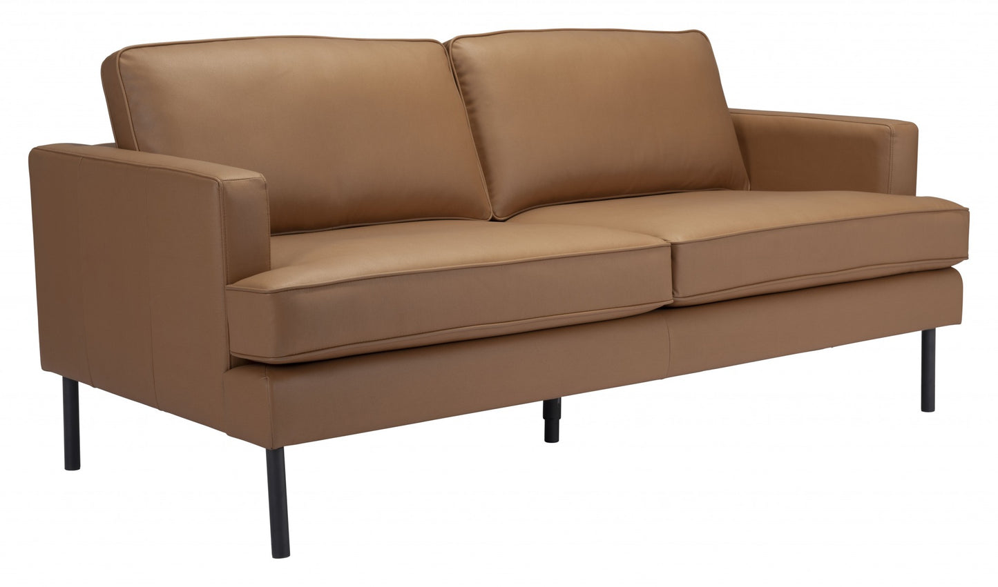 72" Brown And Black Polyester Sofa