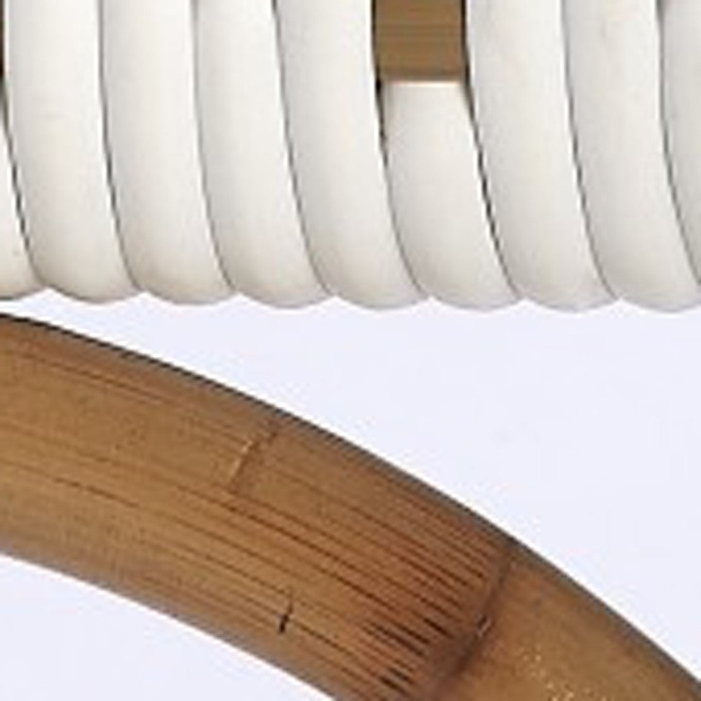 28" White And Natural Rattan Bar Chair