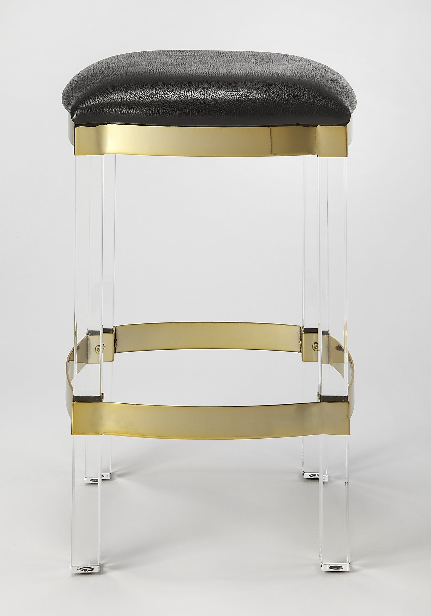 24" Brown And Clear Acrylic Backless Counter Height Bar Chair