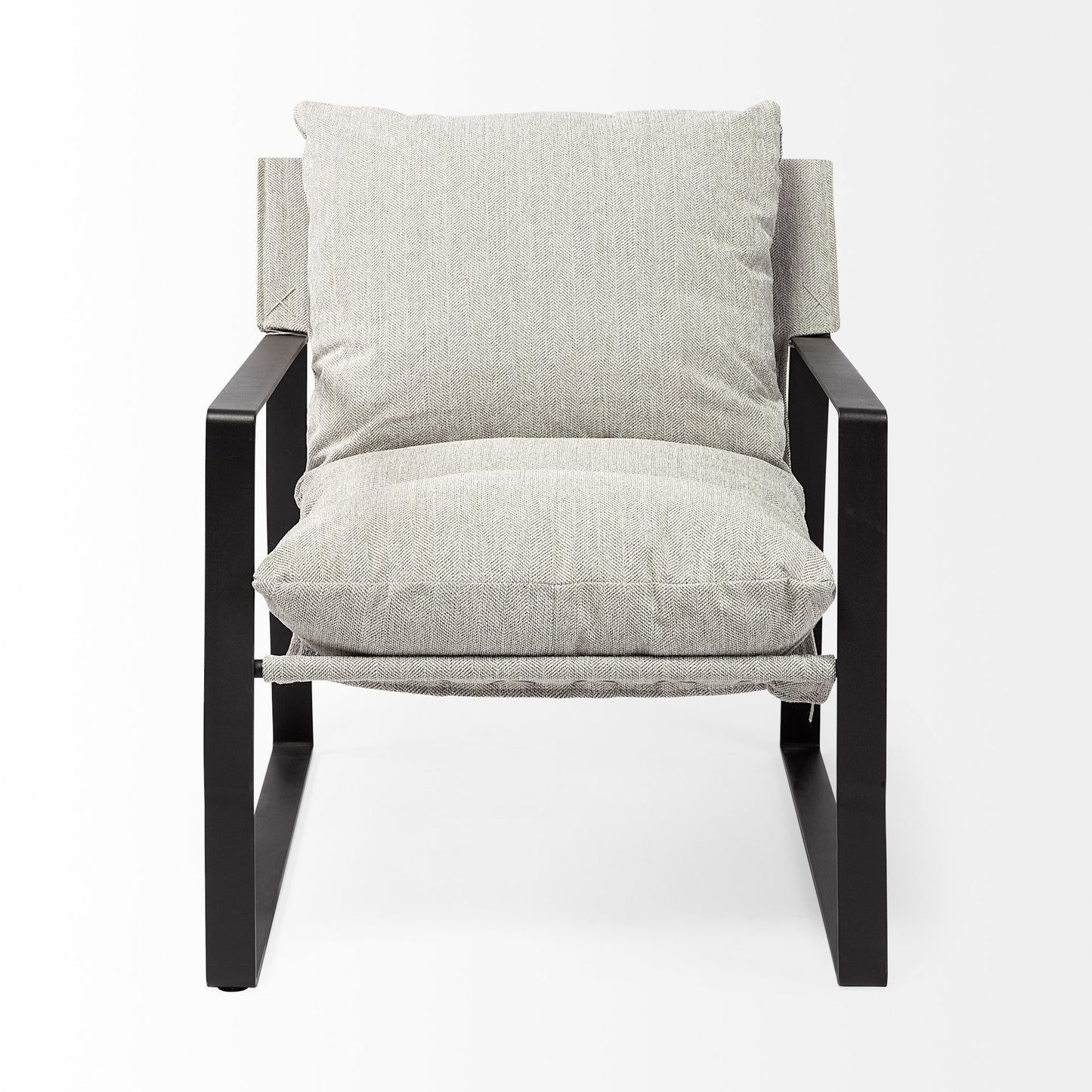 Ash Gray And Black Metal Sling Chair