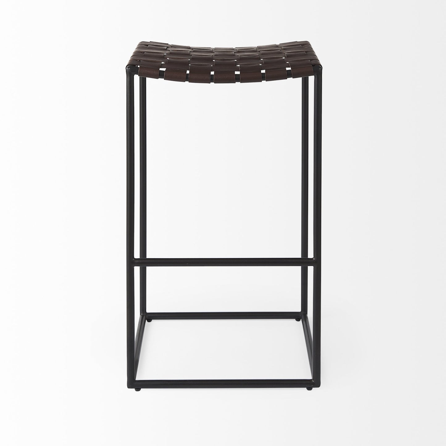 " Brown And Black Leather Backless Bar Height Bar Chair