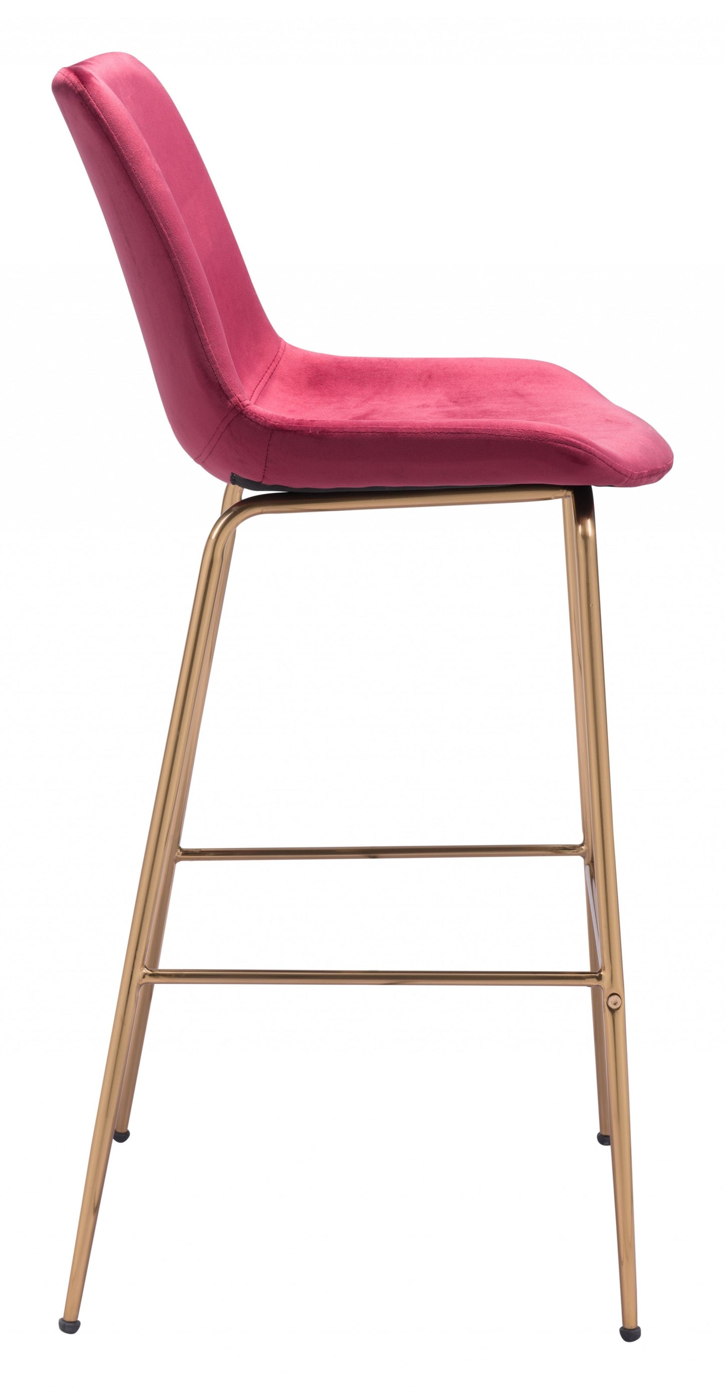 31" Red And Copper Steel Low Back Bar Height Bar Chair