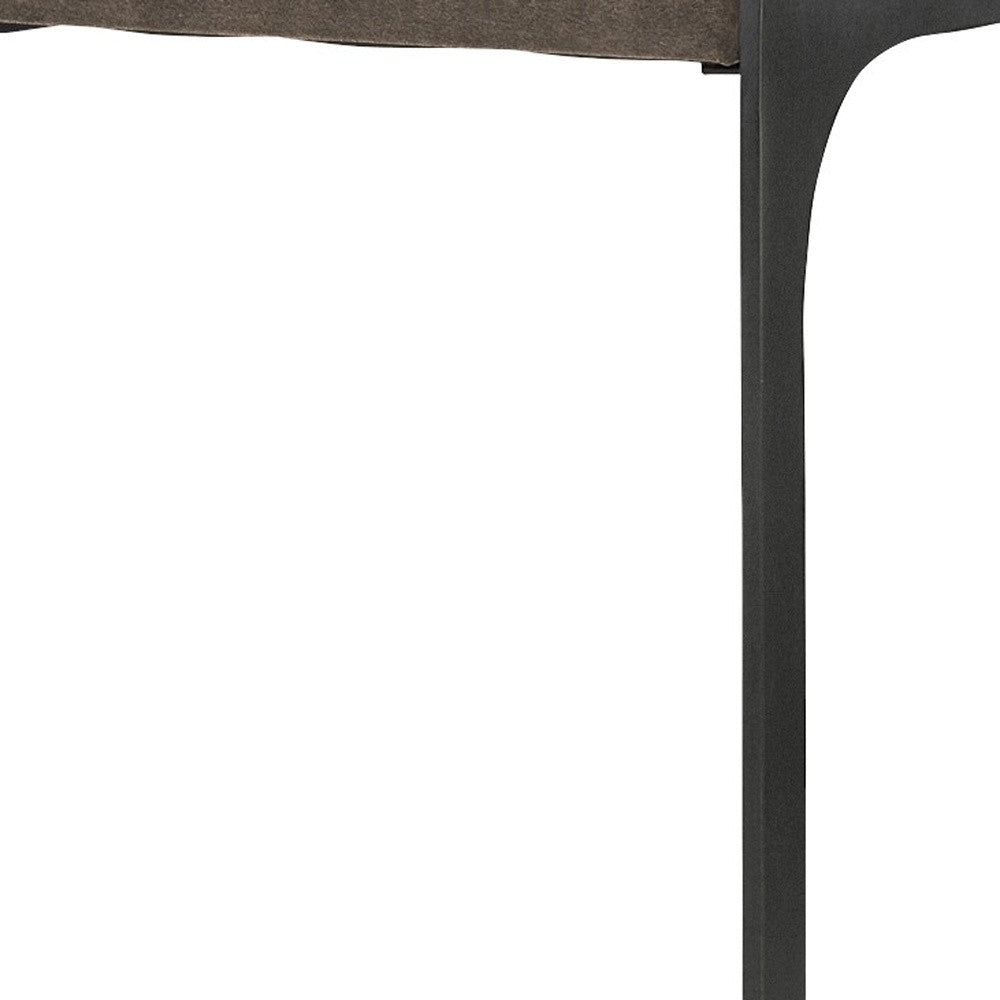 29" Brown Leather And Iron Backless Bar Chair