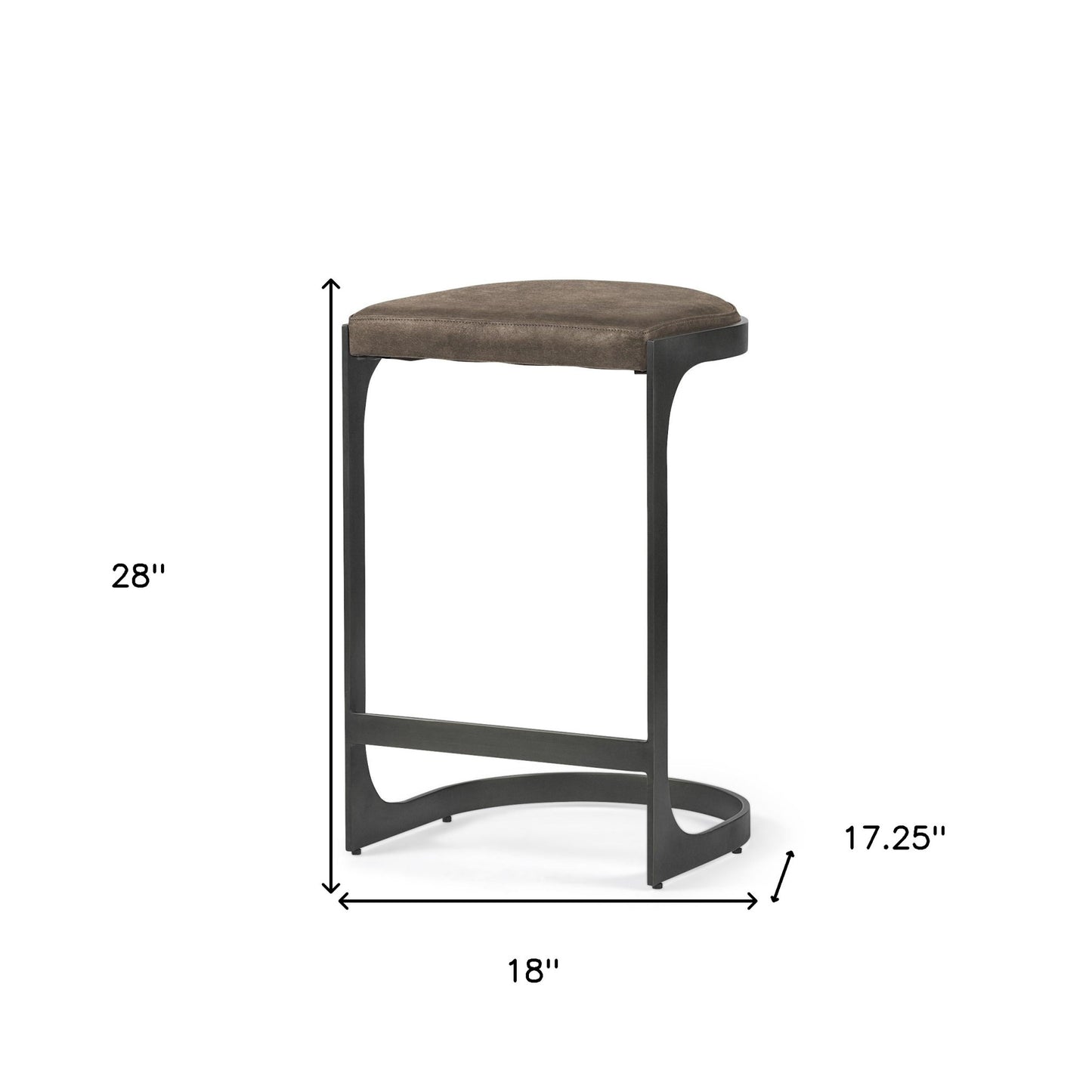 29" Brown Leather And Iron Backless Bar Chair