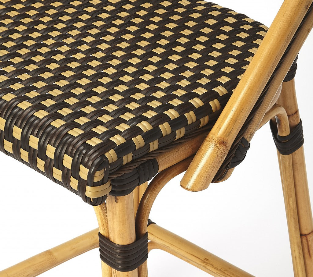 26" Brown And Natural Bar Chair