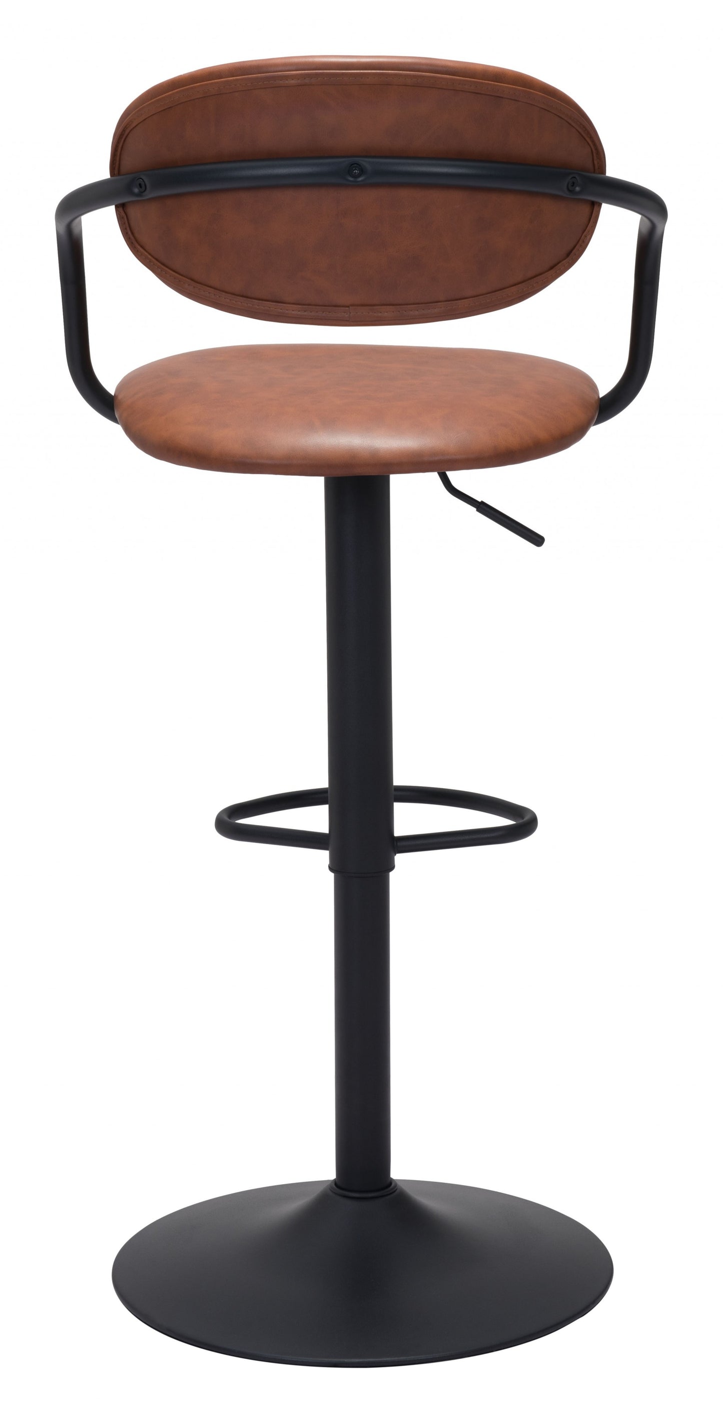 24" Brown And Black Steel Swivel Low Back Counter Height Bar Chair