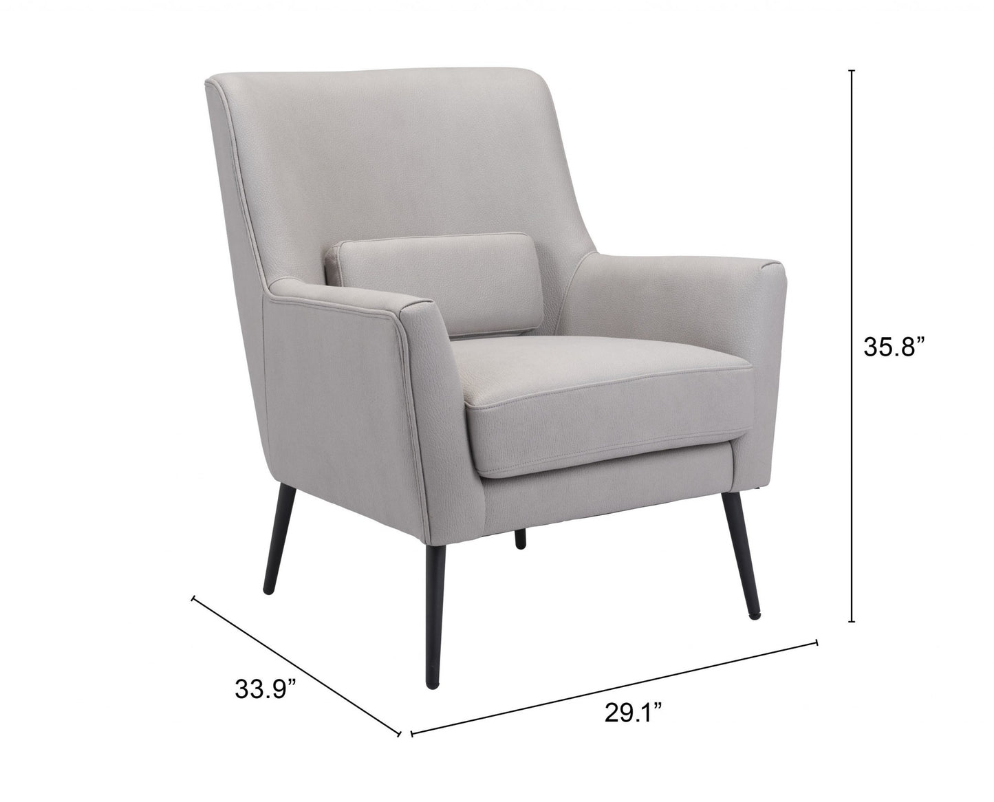 29" Grey Faux Leather And Black Arm Chair