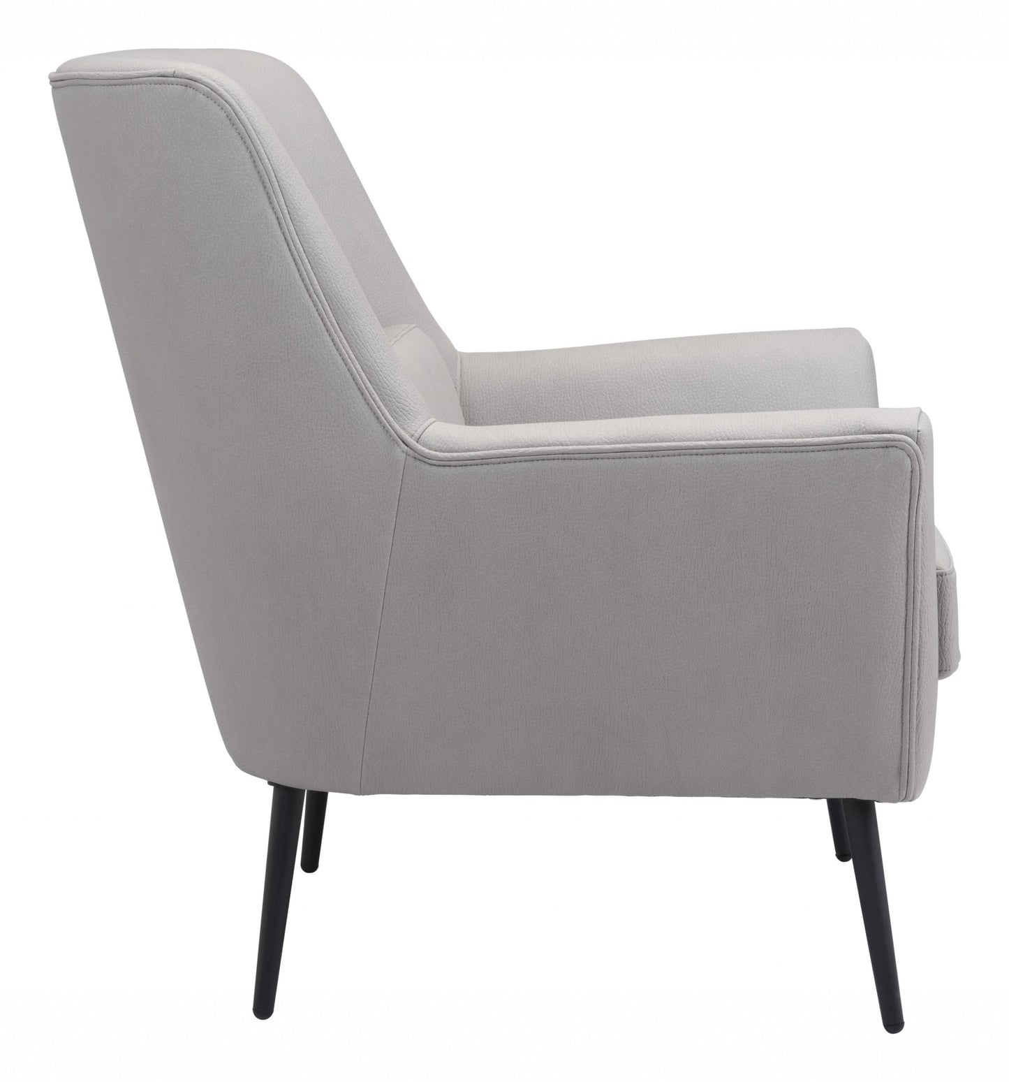 29" Grey Faux Leather And Black Arm Chair