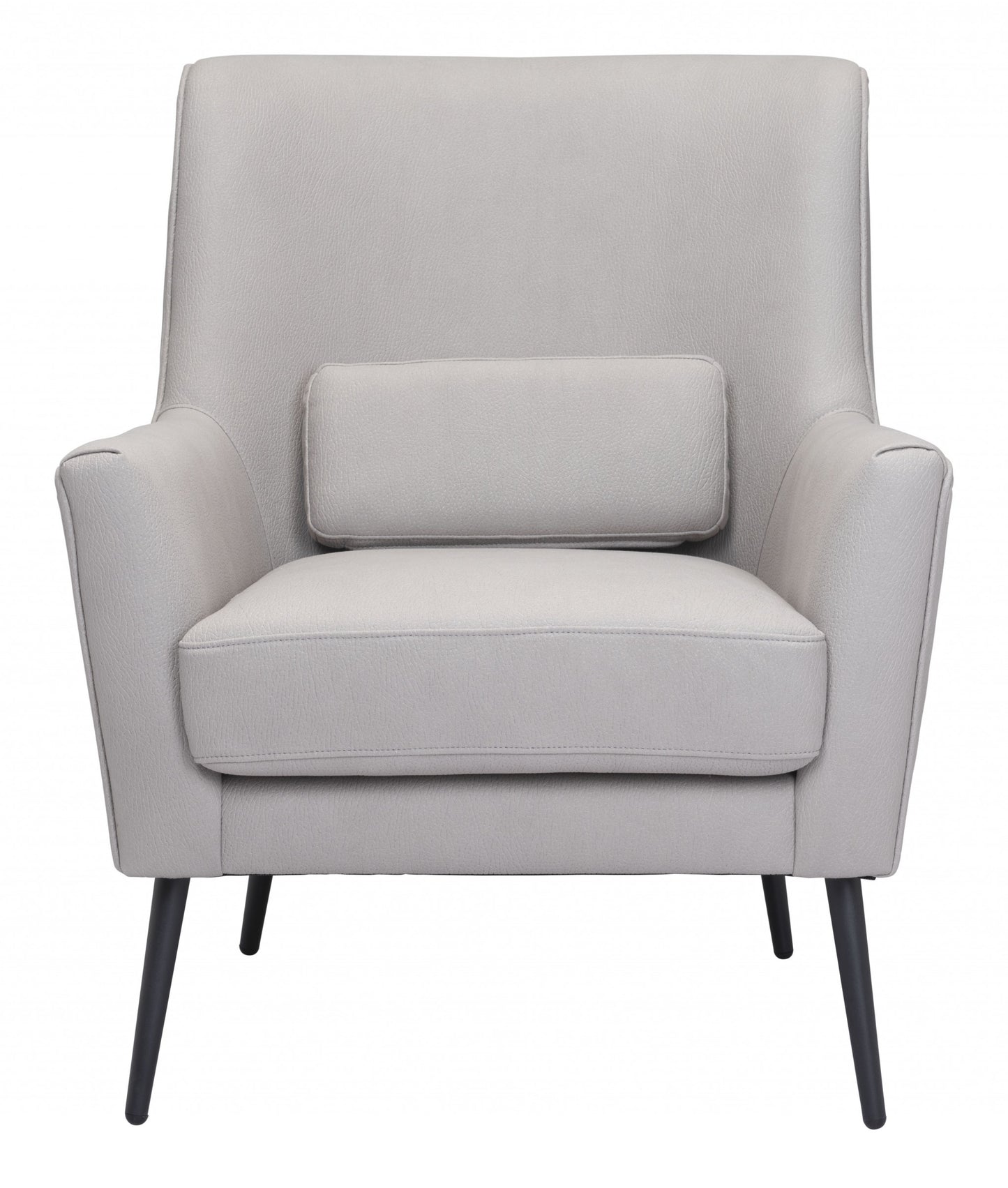 29" Grey Faux Leather And Black Arm Chair