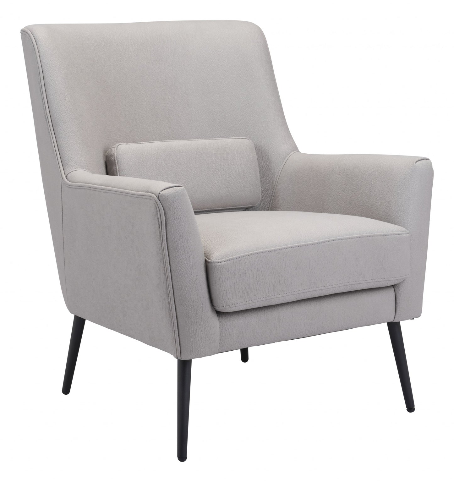 29" Grey Faux Leather And Black Arm Chair