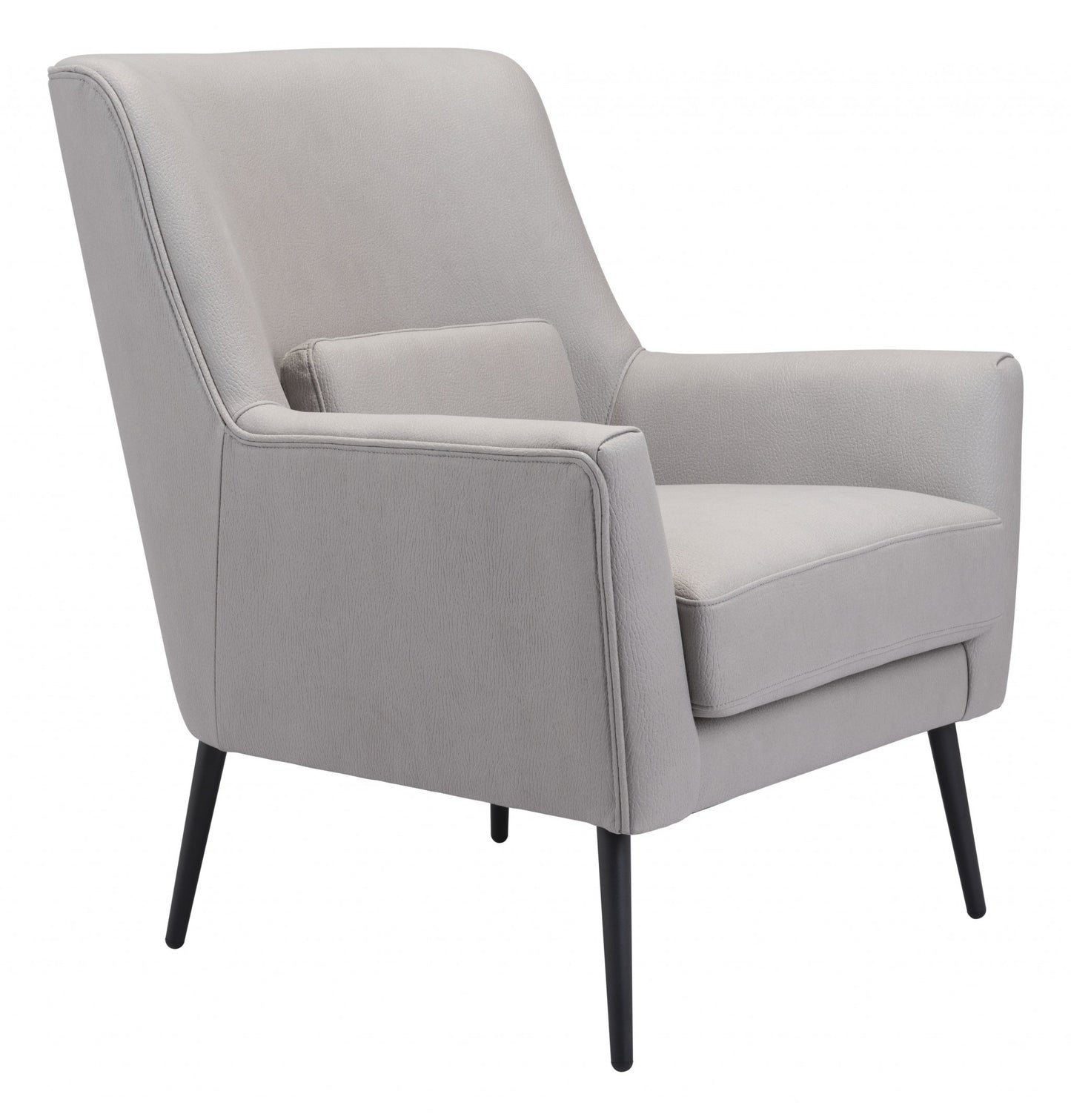 29" Grey Faux Leather And Black Arm Chair