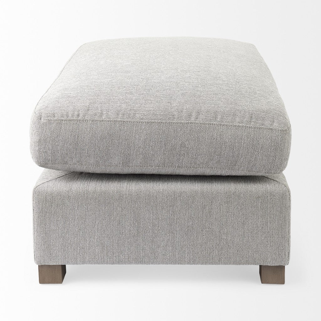 26" Light Gray Jute And Brown Cocktail Ottoman