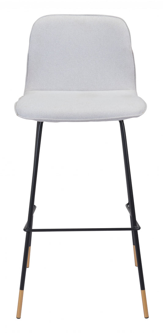 30" Light Gray And Black Steel Low Back Bar Height Bar Chair