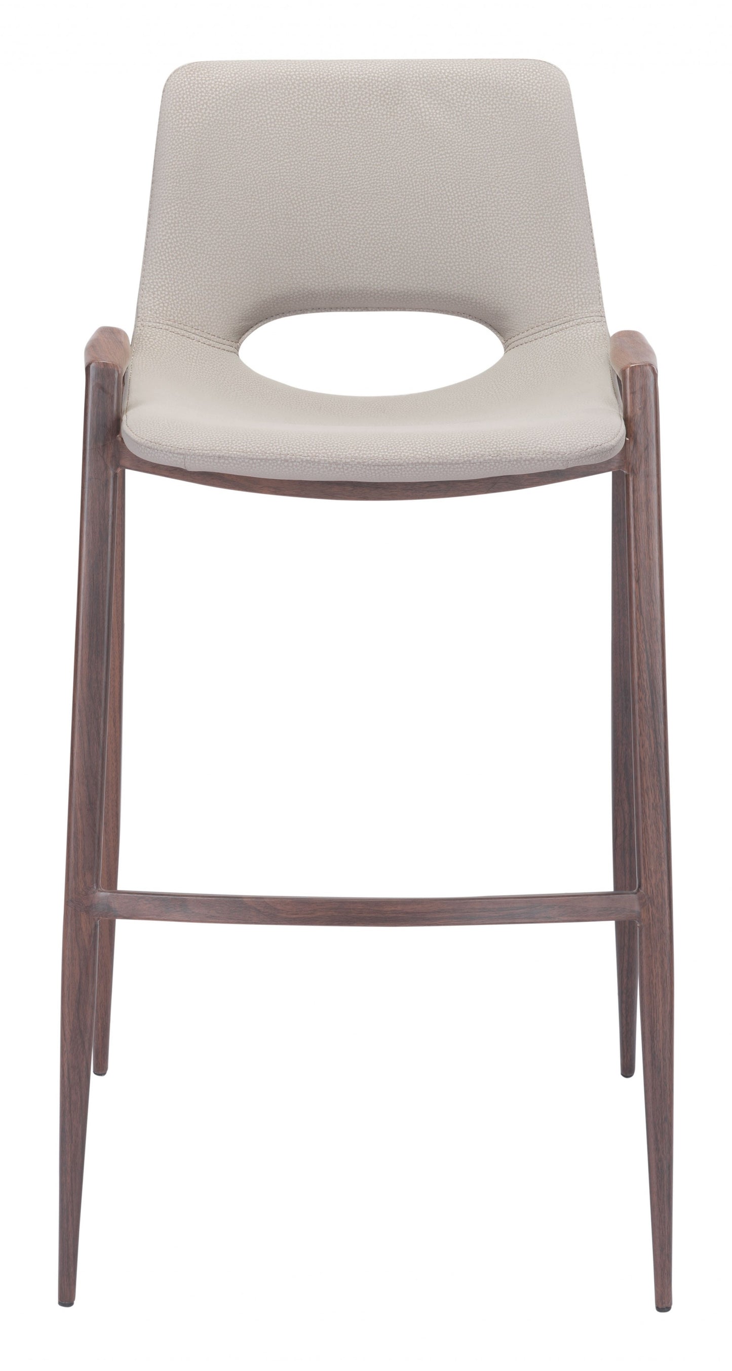 Set of Two 29" Beige And Brown Steel Low Back Bar Height Bar Chairs